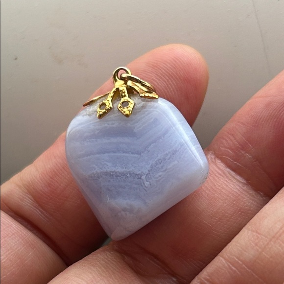 🖤Vintage Blue Lace Agate Pendant - Picture 5 of 11